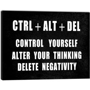 Pyradecor Motivational CTRL+ALT+DEL Classroom Positive Quotes Inspirational Poster Canvas Prints Wall Art for Office Living Room Home Decorations (16L" x 12W")