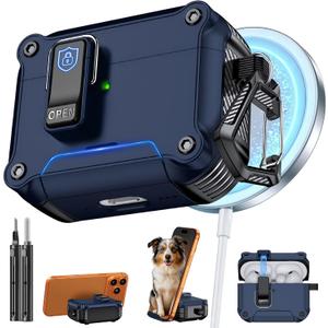 Inesore Compatible with AirPods Pro 3 Generation Case,Secure Lock & Phone Stand Design,Compatible with MagSafe,Automatic Snap Switch Secure Cover for New AirPods Pro 3rd (2025)-Dark Blue