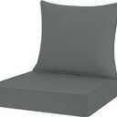 Outdoor Chair Cushions 24x24, Patio Furniture Cushions with Removable Cover, Outdoor Deep Seat Cushion Set with Ties and Handle, Waterproof Outdoor Cushions for Chair Sofa Couch, Dark Grey (24x24 Inch)