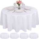Kesfey 4 Packs White Round Table Cloths 90 Inch White Polyester Circle Bulk Linen Tablecloth Wrinkle Resistant Tablecloths Washable High Density Fabric Table covers for Wedding Camping Banquet Parties