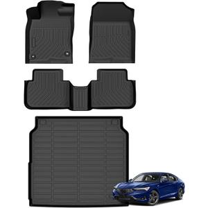 Floor mats & Cargo Liner for Acura Integra 2025 2024 2023, All Weather TPE Custom Fit Floor Liners Full Sets Car Mats & Trunk Liner Accessoires for Integra Anti-Slip & Durable, Black