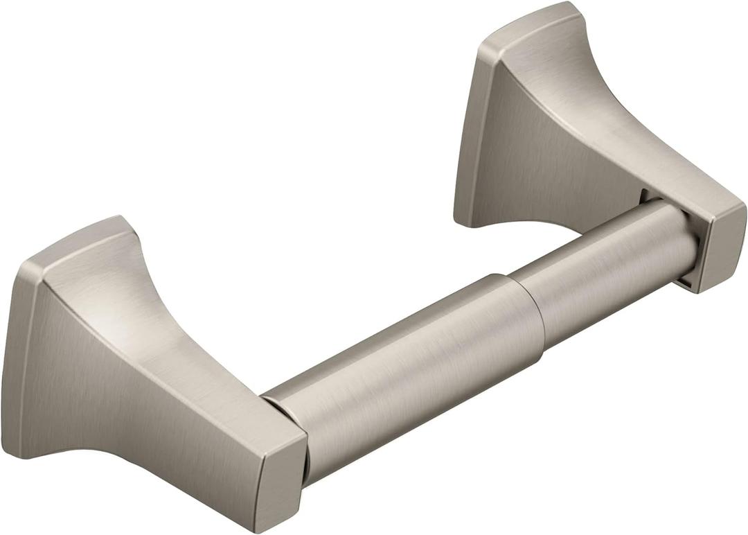 Moen Contemporary Brushed Nickel Toilet Paper Holder, Modern Wall Mounted Toilet Roll Holder, P5050BN (1 Count (Pack of 1))