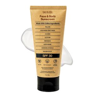 Natural Mineral Sunscreen SPF 30 3 oz: Natural Tallow & Zinc Oxide, Reef Safe, Water Resistant, Fragrance-Free, Non-Greasy Formula for Face and Body