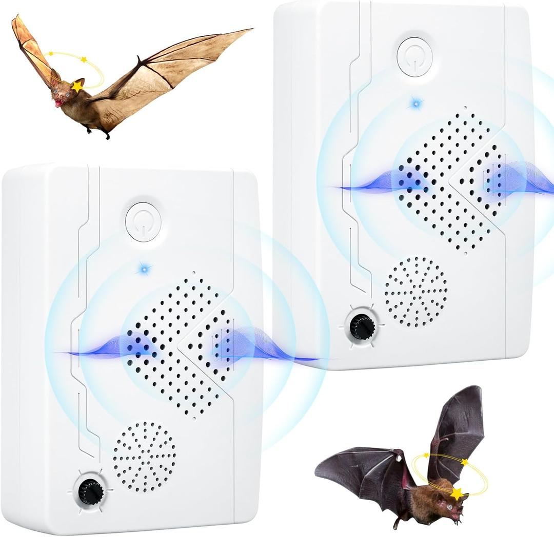 2026 Upgraded Bat Fortress Mini Repeller Indoor Deterrent Adjustable Ultrasonic Bat Repellent Devices Outdoor Battery Operated Bat Repeller, Friendly to Human & Pet (2Pack)