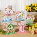 Barydat 6 Pcs Spring Wooden Table Decor Farmhouse Floral Truck Gnome Wood Sign Hello Spring Table Centerpieces for Tiered Tray Mantle Shelf Office Home Kitchen Party Decorations(Truck)