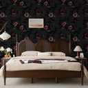 Gothic Rose Floral Peel and Stick Wallpaper Self Adhesive Removable Black Red Wall Paper Renter Friendly Contact Paper for Bedroom Bathroom Shelf Liner 17.71"X236.2"