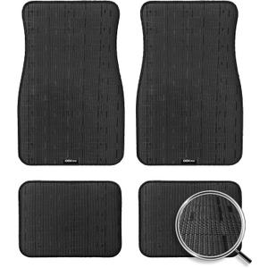 Ultra Durable Car Floor Mats, Premium PVC Coil All-Weather Automotive Floor Mats, Universal Fit with Anti-Slip Nibbs Backing, Waterproof | Wear Resistant | Flame Retardant, Black 4PCS