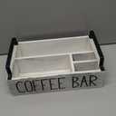 LYJWOO6D Coffee Station Organizer Pod Holder Wooden Bar Accessories for Countertop,Farmhouse with Handle,Coffee Decor Rustic White