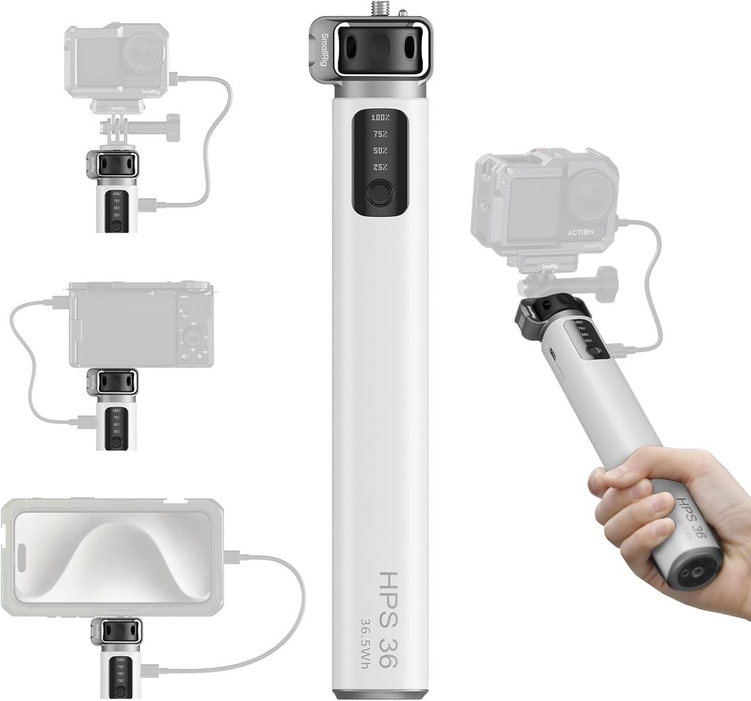SMALLRIG Battery Grip, 10000mAh PD3.0 36W Fast Charging, 2 USB-C Ports, Power Handle for Sony DSLR Cameras, Battery Handle for GoPro Hero 13/12/11/10/9, for iPhones, Lights, Vlogging