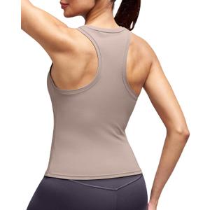 Alaroo Workout Tops for Women Sleeveless Racerback Tank Tops (Beige, L)