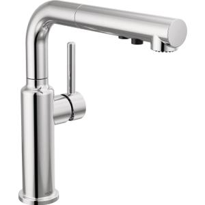 Delta Daneri Chrome Kitchen Faucet with Pull-Out Sprayer, Modern Single Hole Kitchen Sink Faucet, Single Handle, Chrome 16879-DST