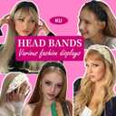 KU White Headbands for Women Trendy, 90s Satin Plait Soft Wide Headband for Girls and Teens, Plain No Teeth Thick Hoops Non-Slip Fashion Hair Accessories for Makeup Washing Face