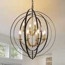 WJShome 31.5" Black and Gold Chandelier, 12-Light Modern Chandelier for Entryway, Round Pendant Light Fixtures, Large Foyer Chandeliers for High Ceilings, Adjustable Hanging Ceiling Lighting Fixtures