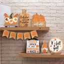 Jetec 12 Pcs Fall Tiered Tray Decor Set Thanksgiving Wood Sign Pumpkin Gnome Rustic Wood Fall Decoration for Home Farmhouse Decor Maple Leaf Decorative Trays Signs for Thanksgiving Table Holiday