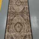 RESARE-2X6 Runner Rug-Washable Runners for Hallways-Soft Vintage Long Rug for Bathroom-Non Slip Bedside Rugs for Bedroom-Rugs for Kitchen in Front of Sink Laundry Room Brown (2ft x 6ft)