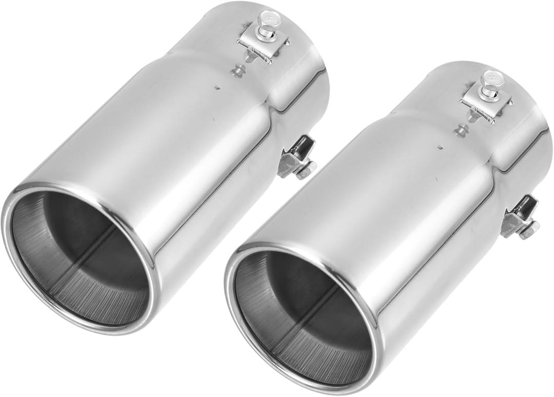 Motoforti Universal Muffler Exhaust Car Exhaust Muffler Tip Tailpipe, 2.75 Inch Inlet 3 Inch Outlet, Exhaust Pipe, Stainless Steel, Silver Tone, 2 Pcs