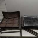 FDW Patio Bistro Conversation Set Wicker Furniture 2 Rattan Chairs Cushions and Glass Coffee Table for Porch Lawn Garden Balcony Backyard, 3 Pieces, Brown and Khaki