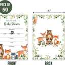 Yuzioey 50 Woodland Baby Shower Invitations, Forest Woodland Greenery Invitations Macthing Envelpoes, Diaper Raffle Tickets, Book Request Cards, Forest Creatures Invitations