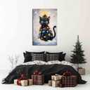 MNFGMH Black Cat Christmas Tree Canvas Painting Merry Christmas Cute Cat Poster Funny Xmas Home Decor Holiday Gift For Christmas Canvas Roll 16x24 inch (Color4-Unframed)