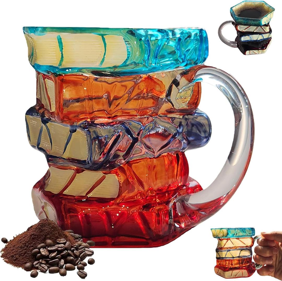 Chapter Book Mug Novelty Coffee Mugs, Novelty 3D Painted Books Coffee Mug, 11Oz Books Stack Glass Cup Gift for Readers