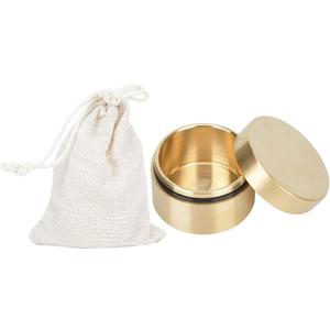 Estink Brass Mini Container, Outdoor Round Shape Brass Box Metal Jewelry Sealed Container Proof Storage Box for Pills Tea Leaves Jewelry (M)