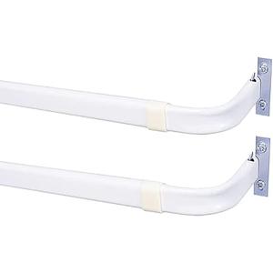 Heavy Duty Single Rod, Lock Seam Curtain Rod 28 to 48-Inch Adjustable Width, 2 1/2-Inch Projection, Hardware Included, White(Pack of 2)