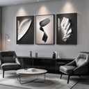 Large Framed Modern Black and White Wall Art for Living Room, 24x36 Inch, 36" H x 24" W x 3Pcs