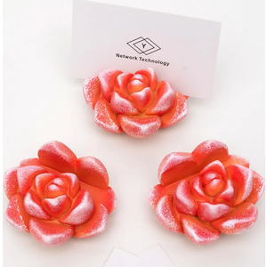 Resin Cute Succulent Business Card Holder for Desk, Stylish Desk Organizer, Vertical Display Stand for Office/Store/ Weddings/Tabletop, Unique Gift and Decor for Name Cards (3 Orange Packs)