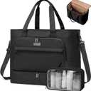 LOVEVOOK Weekender Bags for Women Travel, Large Personal Item Travel Overnight Bag, Carry on Duffle Bags with Shoe Compartment, Toiletry Bag, Wet Pocket, for Airplane, Hospital Labor Delivery (45L, Black)