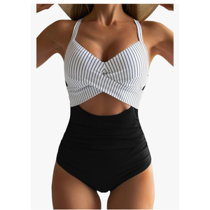 Eomenie Women's One Piece Swimsuits Tummy Control Cutout High Waisted Bathing Suit Wrap Tie Back 1 Piece Swimsuit, Size XL