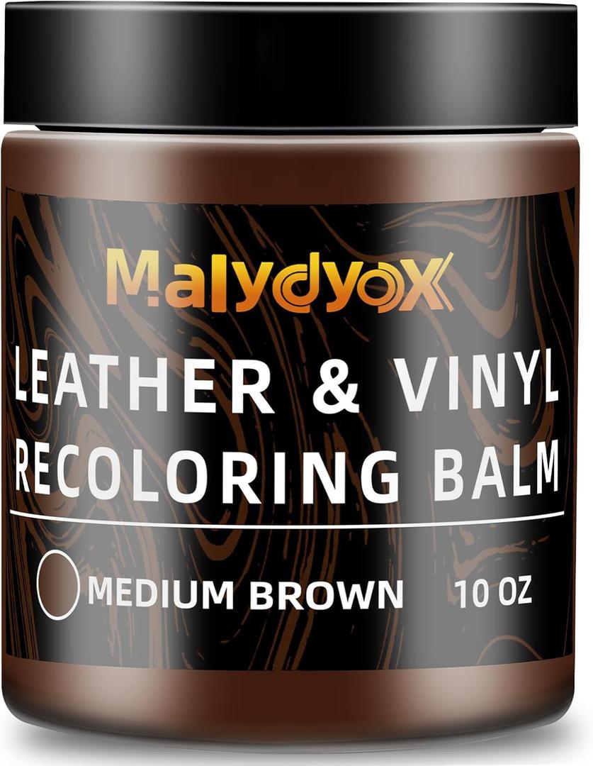 Malydyox Leather Recoloring Balm, 10 oz Leather Color Restorer Conditioner, Leather Color Repair Patch, Leather Restorer for Couches, Leather Color Repair Kits for Furniture, Sofa (Medium Brown)