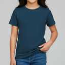 Real Essentials 5 Pack: Girls' Cotton Short Sleeve Crew Neck T-Shirt - Athletic Tee Shirt for Teens Kids Youth (Ages 4-16) (XS)