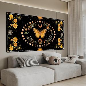 Canvas Wall Art Decor Boho Wall Art for Living Room Black Abstract Art Abstract Canvas Art Wall Decor Vintage Flower Wall Art Prints Butterfly Artwork for Walls Bedroom Office Wall Art Decor 20" X 40"