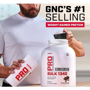 GNC Pro Performance Bulk 1340 Mass Gainer Protein Powder, 50g, Gluten Free, Whey, Creatine, BCAA, 3rd Party Tested, Muscle Recovery & Growth, Micronutrients, Strawberries and Cream, 9 Servings, Exp 11/2026