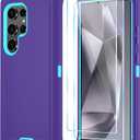 ONOLA Compatible with Samsung Galaxy S24 Ultra Case with HD Screen Protector, Heavy Duty Shockproof & Dropproof 3-Layer Cover Phone Case,PurpleSkyBlue