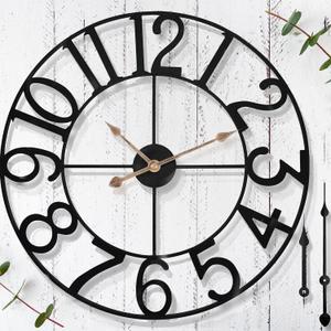 30 in Extra Large Outdoor Clock Waterproof Outdoor Indoor Wall Clock for Patio/Pool Area Farmhouse Decorative Outdoor Clocks Sient Battery Operated Vintage Outside Clock for Garden, Backyard