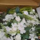 Ling's moment 17.5" Tall Free Standing Artificial Flowers Arrangements 4 pcs Fall Wedding Aisle Runner Chair Decorations Lily of The Valley Ceremony Reception Rose Floral Party Outdoor Centerpieces (Wht-lily White & Olive)