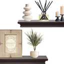 AHDECOR Elegant Floating Shelves, Decorative Wall Shelves for Home Organization and Display in Bedroom, Kitchen, Livingroom and Office, Espresso Brown, Set of 2