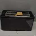 Mecity 4 Slice Toaster, Long Slot Toaster with Timer, Bagel, Defrost, Reheat, Cancel Functions, Warming Rack, Removable Tray, 6 Browning Settings, Extra Wide Slots, Stainless Steel, 1300W (Black)