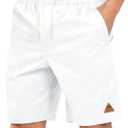 NORTHYARD Mens Casual Cotton Shorts 9 Inch Hybrid Golf Work Board Shorts with Zipper Pockets Quick Dry (White, XL)