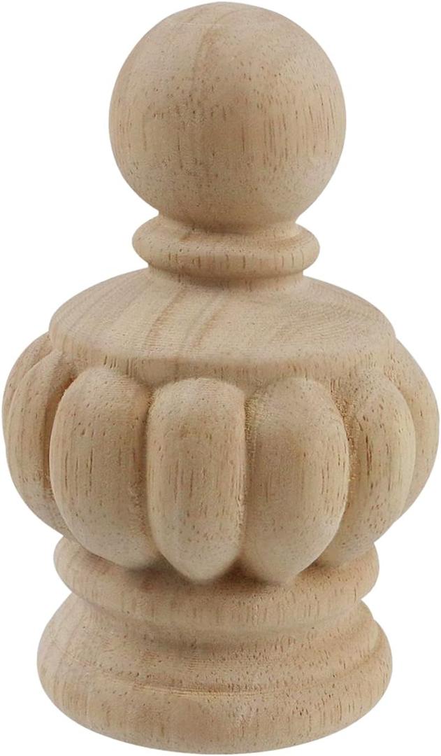 Decorative Wood Finials for Bed Post Finials Curtain Rod Staircases DIY Crafts Unfinished Wooden Finials for Indoor Use Home Decor, 1 Pcs-2.95"x4.9"