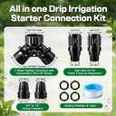 12 Set Drip Irrigation Kit, Included 2 Way Y Water Splitter Connector, 4 Pcs 25 PSI Garden Hose Pressure Regulator and 4 Pcs 1/2 Inch Irrigation Tubing Hose Adapter for Drip Irrigate System
