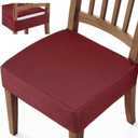 Songrey Waterproof Seat Covers for Dining Chairs Set of 4, No Rear Chair Covers, Stretch Removable Washable Chair Slipcover Protector, Wine Red