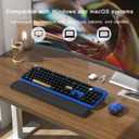 MPTOG Colorful Wireless Computer Keyboard and Mouse Combo with Round Typewriter Keycaps, Retro Design, Power Switch, Ergonomic Design, 2.4GHz Wireless for Windows, Mac, PC(Black-Blue)