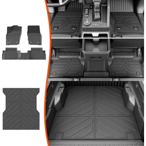 powoq 5FT Truck Bed Mat Floor Mat Compatible with 2024 2025 Toyota Tacoma Bed Liner TPE Truck Mat Floor Liner Replacement for 2024 2025 Toyota Tacoma Accessories (5FT Bed Mat+Floor Mat)