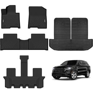 Naibeve Floor Mats for Kia Sorento Hybrid 2021-2024 2025 2026-All Weather for Kia Sorento Hybrid Floor Mats Liners& Cargo Liner& Seats Back Cover Behind The 3rd Row