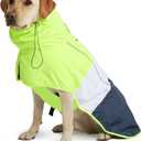 Spark Paws Dog Raincoat, Waterproof Windproof Rain Jacket, for Dogs, Reflective Breathable Full-Body Coverage Dry Suit - Neon White Navy Blue, 3XL (3xl: 60-80lbs)