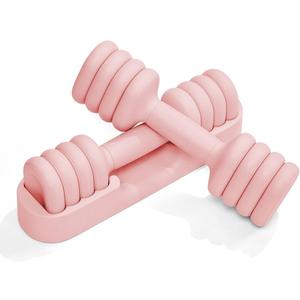 YOTTOY Adjustable Dumbbell Set of 2, 4-in-1 Hand Weights for Women at Home, Compact Free Weights Dumbbells Set with Soft Grip and Base, 2-5 lbs Each for Home Gym (Pink)