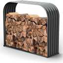 ANLEOLIFE Galvanized Steel Firewood Rack with Weatherproof Corrugated Roof (Shed-Style Log Storage), Heavy Duty Outdoor Log Holder, Rust Resistant, Trio Gray, 18"D x 54"W x 43"H