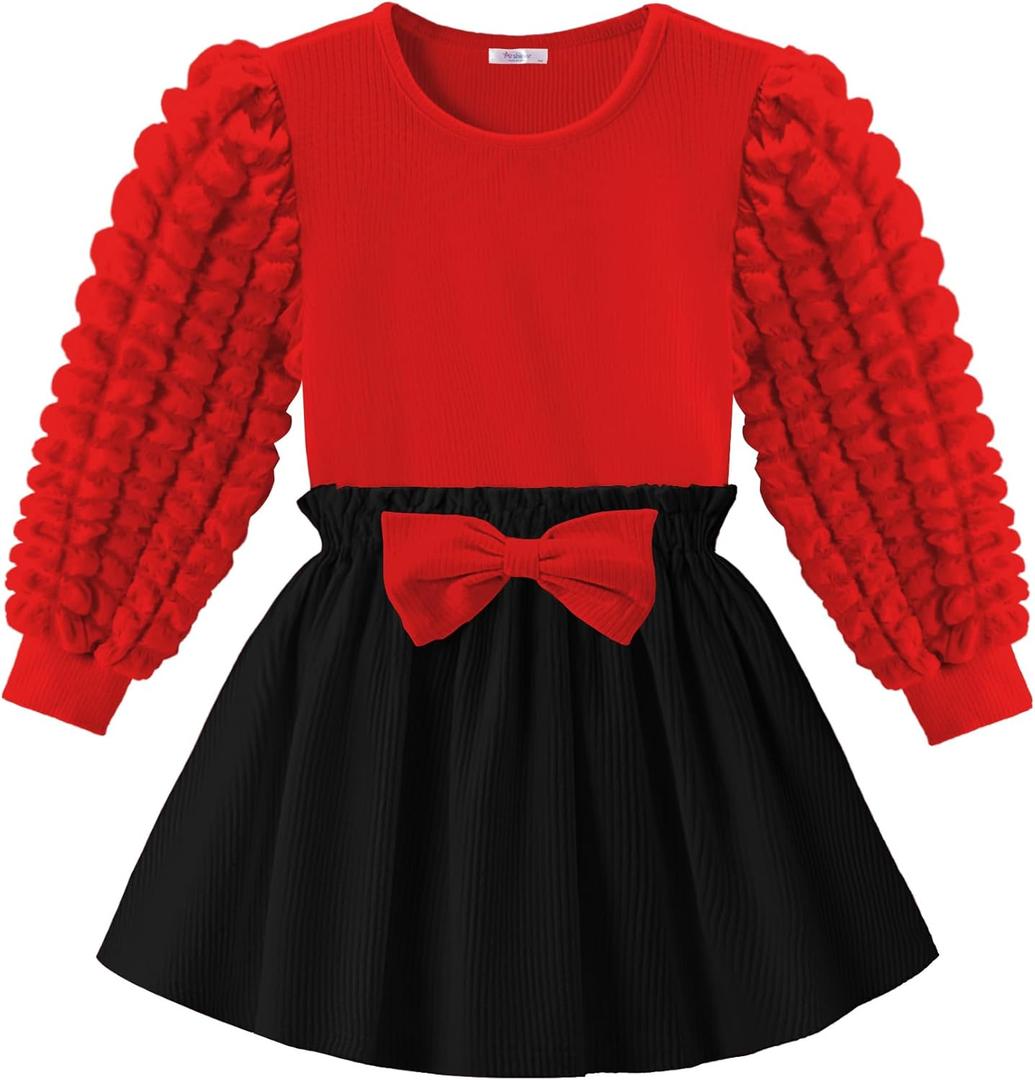 Arshiner Toddler Girl Skirt Set 2Pcs Outfits Puff Sleeve Knit Tops and Flared Mini Skirts with Bowknot Kids Cute Clothes 1-6 (Size 90) Arshiner Toddler Girl Skirt Set 2Pcs Outfits Puff Sleeve Knit Tops and Flared Mini Skirts with Bowknot Kids Cute Clothes 1-6 (Size 90)